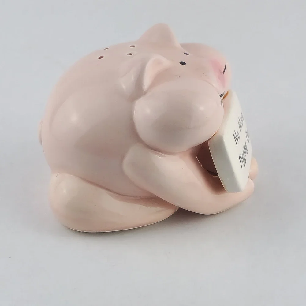 Vintage Pink Piggy No More Pigging Out Pepper Shaker Ceramic Novelty Pig Taiwan